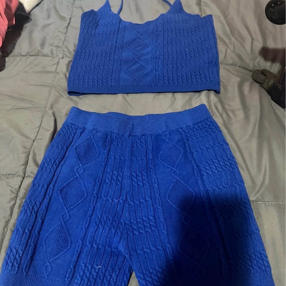 Daisy Blue Knit Jumpsuit